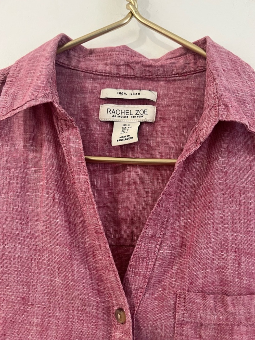 Rachel Zoe Linen Button Front Shirt mauve color S - Picture 3 of 11